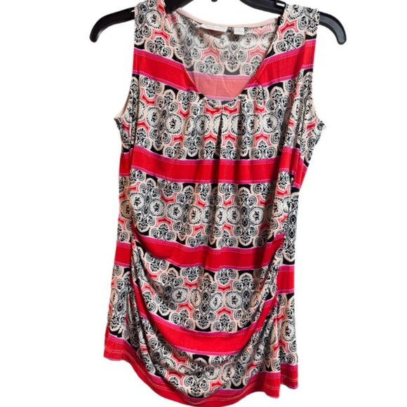 New York & Company Tops - New York & Company Sleeveless Printed Top Size M | Red Boho Stretch Blouse